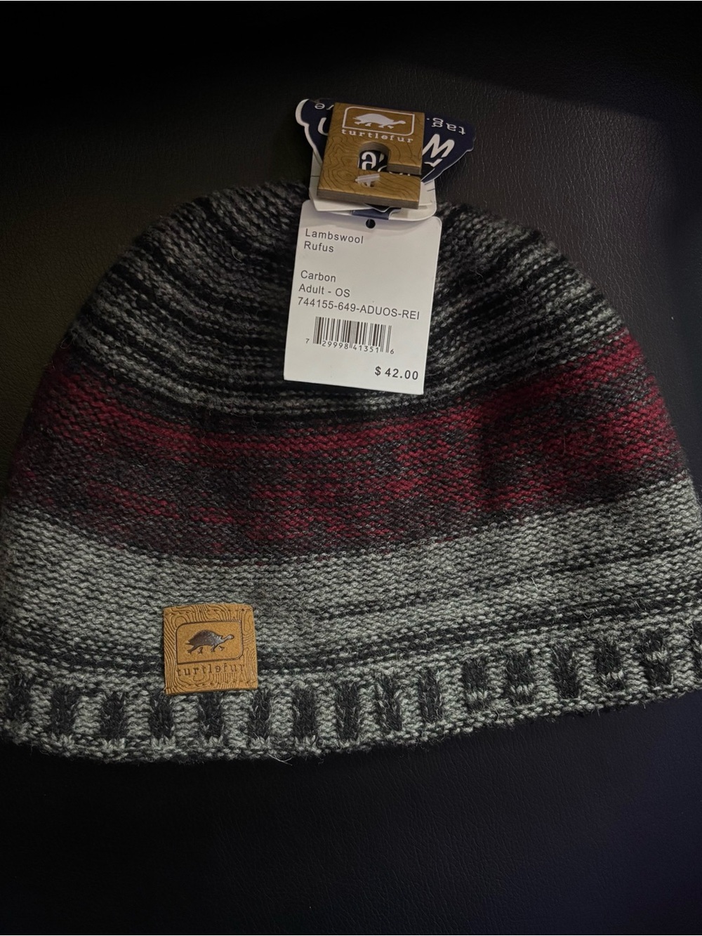 Turtlefur Lambswool Fleece Striped Aztec Beanie - Picture 2 of 4